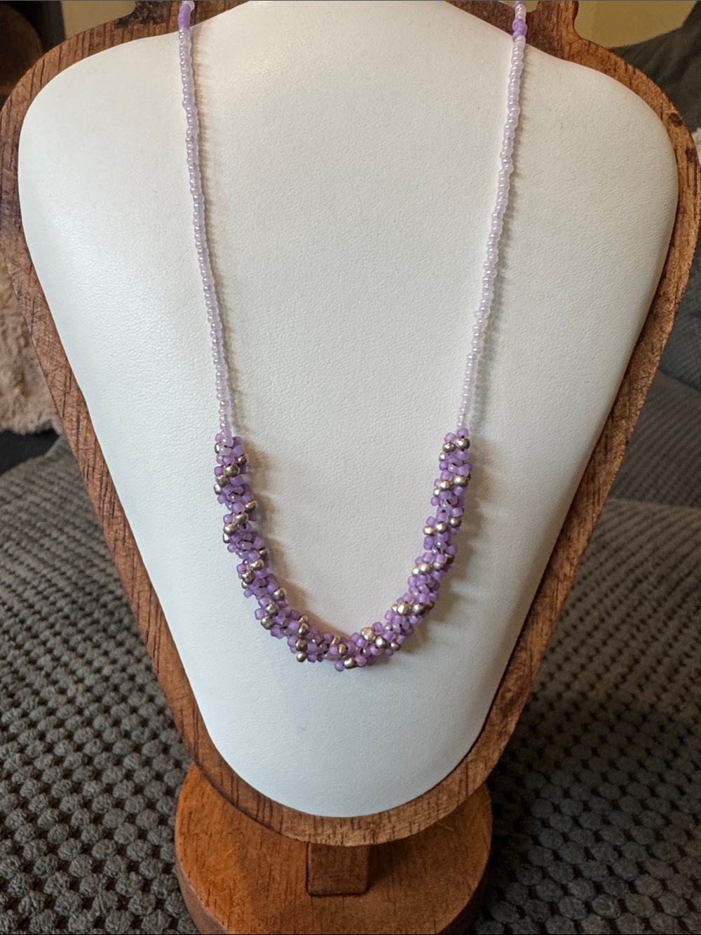 Lavender Cluster Bead Necklace - Unbranded